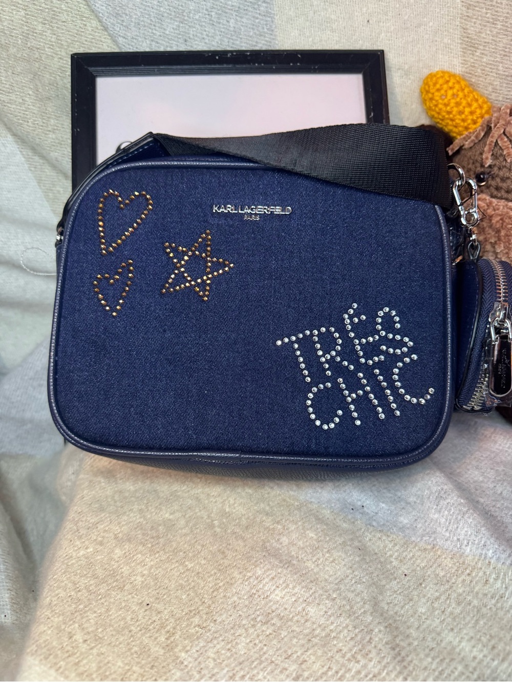 Karl Lagerfeld Navy Crossbody with Studded Star & Hearts and Coin Pouch - Picture 2 of 4